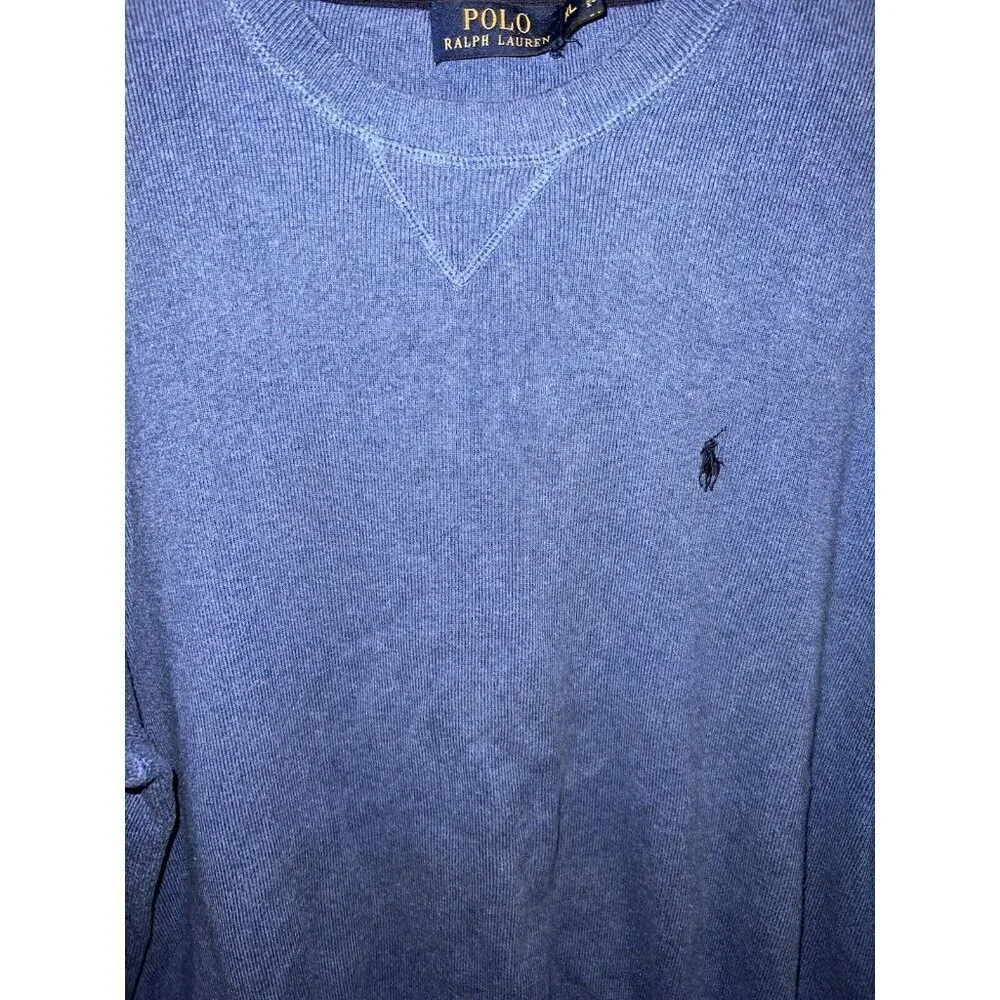 POLO RALPH LAUREN Mens Dark Blue Classic Crew-Neck Sweater Cotton Knit Size XL